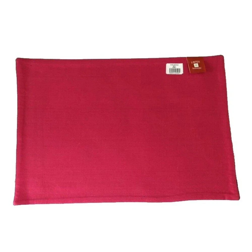 Lintex Christmas Plaid Placemats Holly Green Gold Red 13x19 Holiday Set of 4